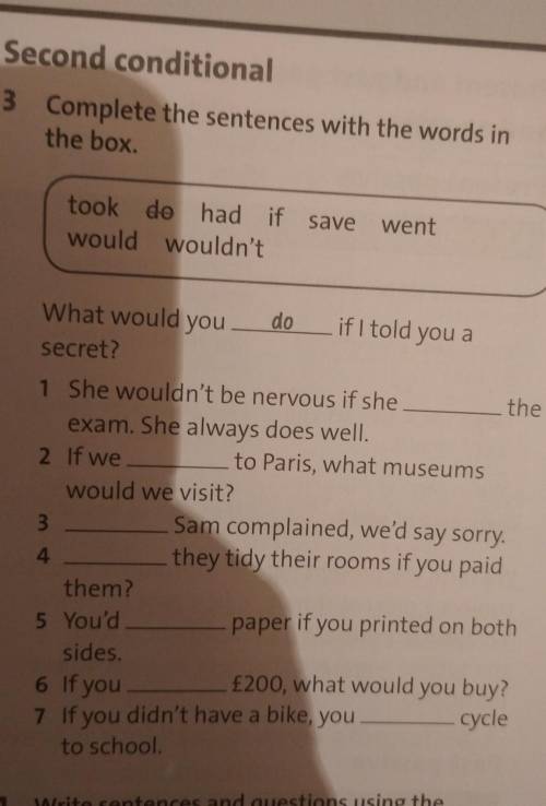 Complete the sentences with words derived. 3 Complete the sentences with the Words in the Box. 3) Complete the sentences. Complete the sentences with will and won't. Complete the sentences with the Words goal Certificate Exam Discoveries.