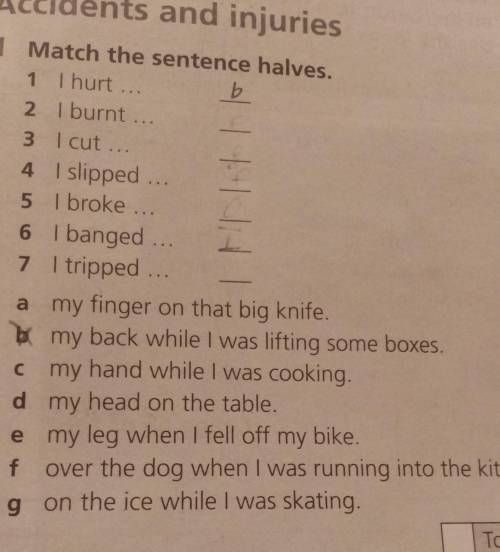 B match the sentence halves