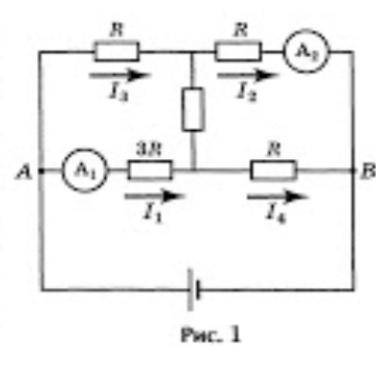 В цепи изображенной на рисунке идеальный амперметр показывает 1 ампер