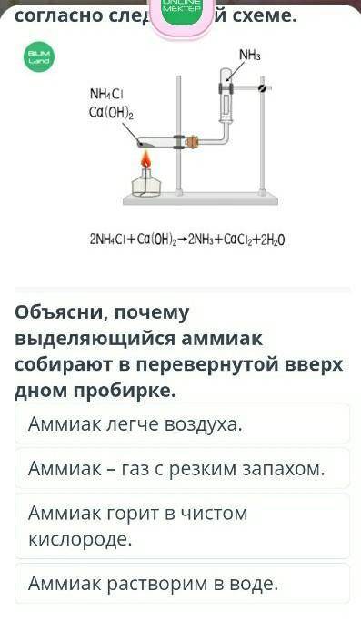 Собираем аммиак в пробирку дном продолжение