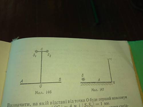 На рисунке изображены два когерентных источника света s1 и s2 излучающих