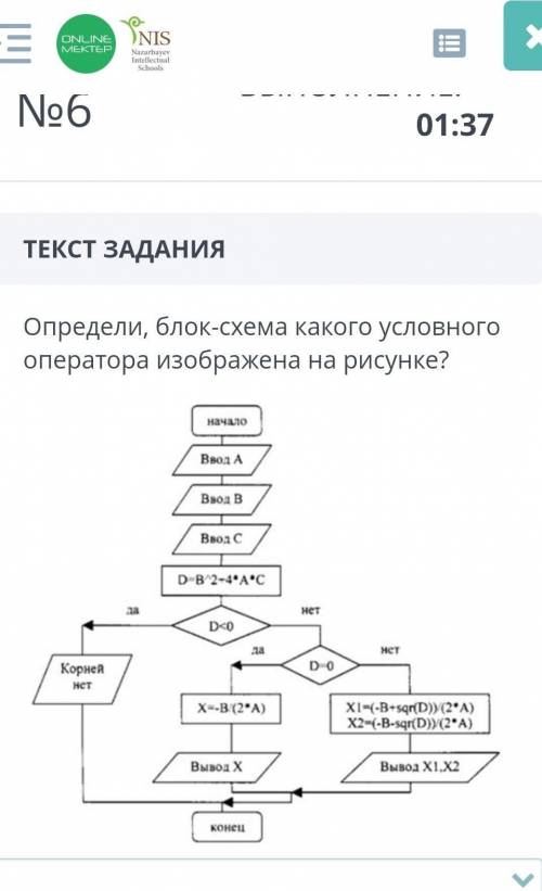 Какую форму блок условного оператора на блок схеме