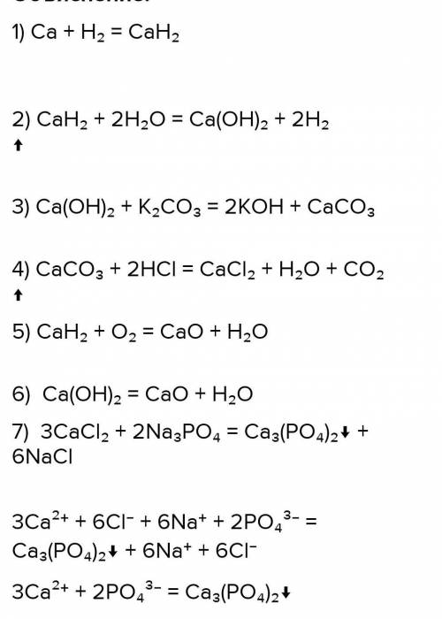 Составьте уравнения реакций схемы которых даны ниже ca cao ca oh 2 ca