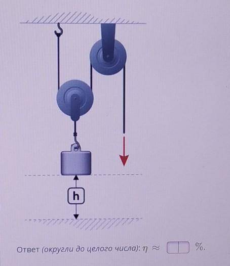 С помощью блоков равномерно поднимают груз используя данные рисунка вычислите кпд