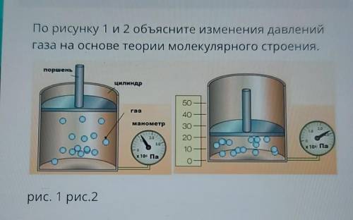 Объясните изменение. Изменения давления газа на рисунке. Объяснение давления газа на основе молекулярного строения вещества. Объясните 