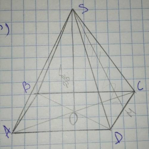 Высота правильной четырехугольной пирамиды равна 6