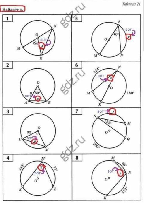 Центральные и вписанные углы задачи на готовых чертежах ответы таблица 21
