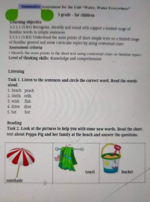 Look read and circle the correct Words. Circle the correct Word then Match the Words with the pictures. Look at the Table and say the Colour not the Word read the Words Aloud.