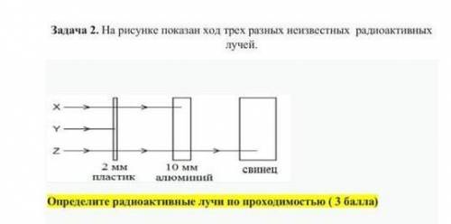 На схеме показаны пути трех различных типов излучения x y и z