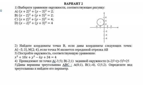 1 выберите уравнение окружности соответствующее рисунку