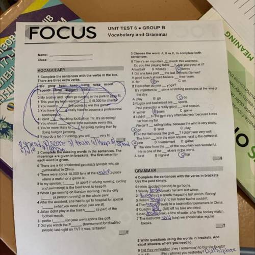 Фокус ответы учебник. Focus 2 Unit Test 6. Focus 2 Test 5 Group a. Focus Unit Test 5 Group b Vocabulary and Grammar ответы.