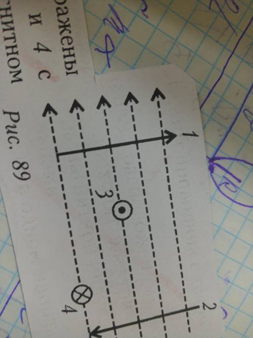 На рисунке изображены четыре проводника с током. На рисунке изображено 4 проводника с током расположенные. На рисунке изображена четыре параллельных отрезка. На рисунке 241 изображены четыре проводника.