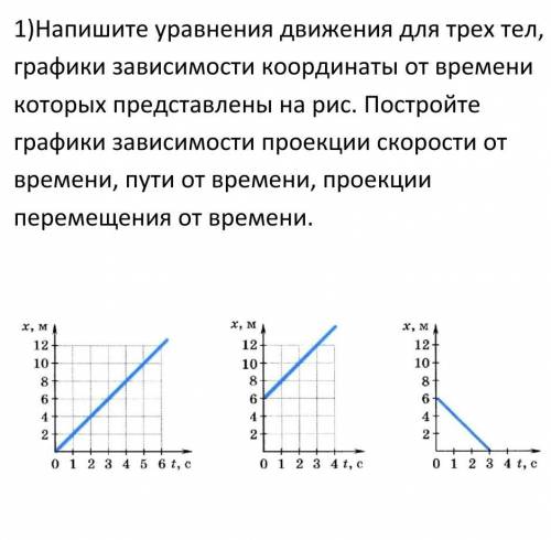 Опишите движения графики которых приведены на рисунке запишите для каждого уравнение зависимости х t