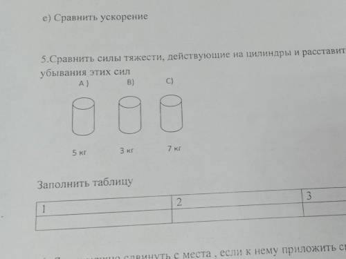 Сравните силы тяжести действующие. Расставьте в порядке убывания корень 2, 7 задания.