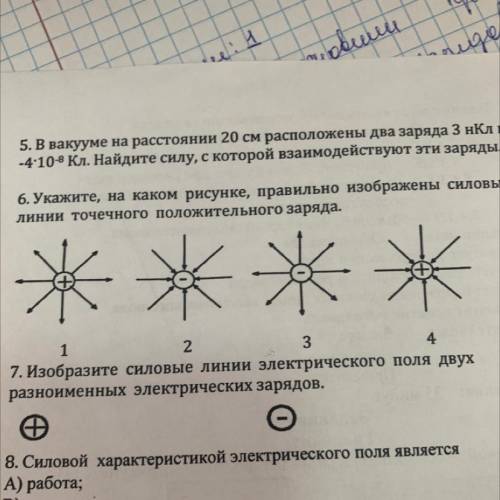 Два разноименных заряда. Изобразите силовые линии двух разноименных пластинок.